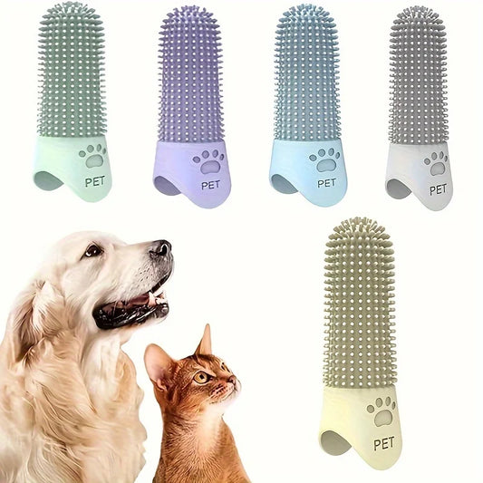 Soft Silicone Dog Toothbrush 360° Finger Toothbrush for Dogs Cats Durable Pet Finger Brush Tooth Cleaning Tool for All Breeds - [[{"value":"PetPure"}]]